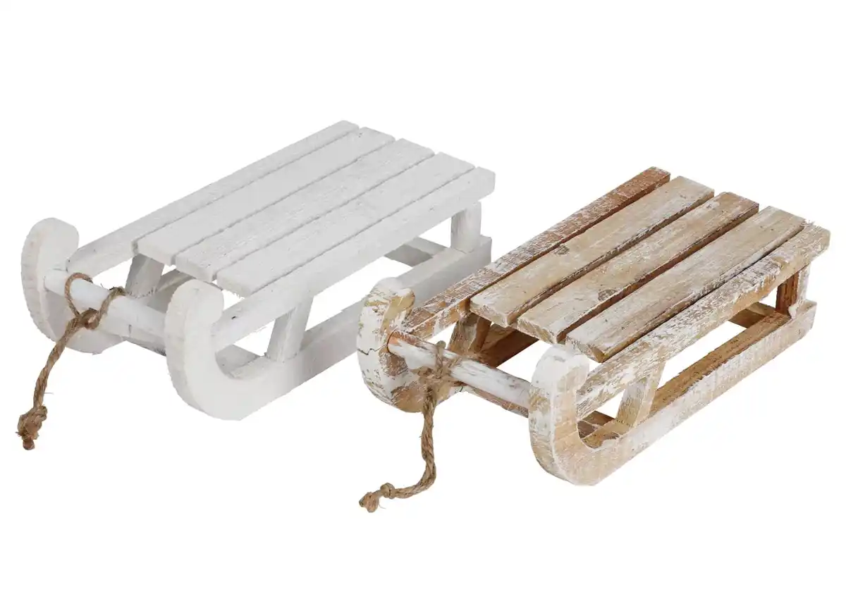 Bild 1 von Deko-Schlitten 31x14x11cm Weiß/Natur