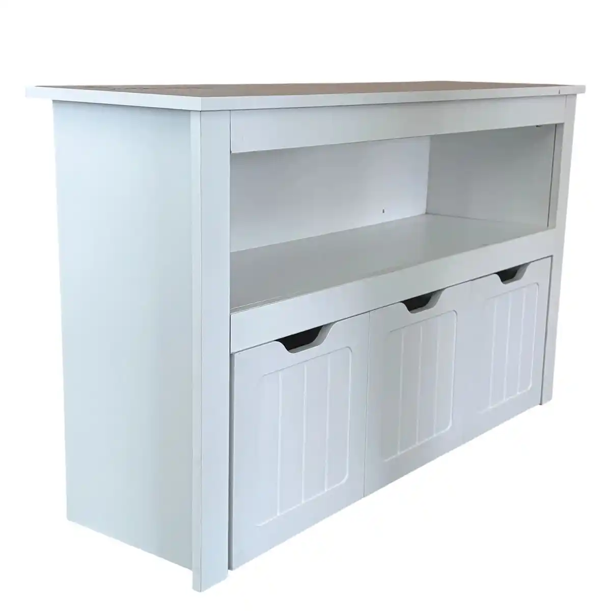 Bild 4 von Regal mit drei Schubladen & offener Ablage,  Aufbewahrungsschrank, ca. 102 x 30 x 60 cm - Weiß
