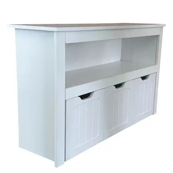 Bild 4 von Regal mit drei Schubladen & offener Ablage,  Aufbewahrungsschrank, ca. 102 x 30 x 60 cm - Weiß