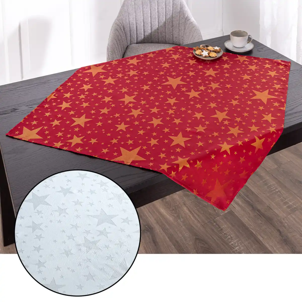 Bild 1 von Jacquard-Mitteldecke "Glitzer-Stern" - ca. 90 x 90 cm 