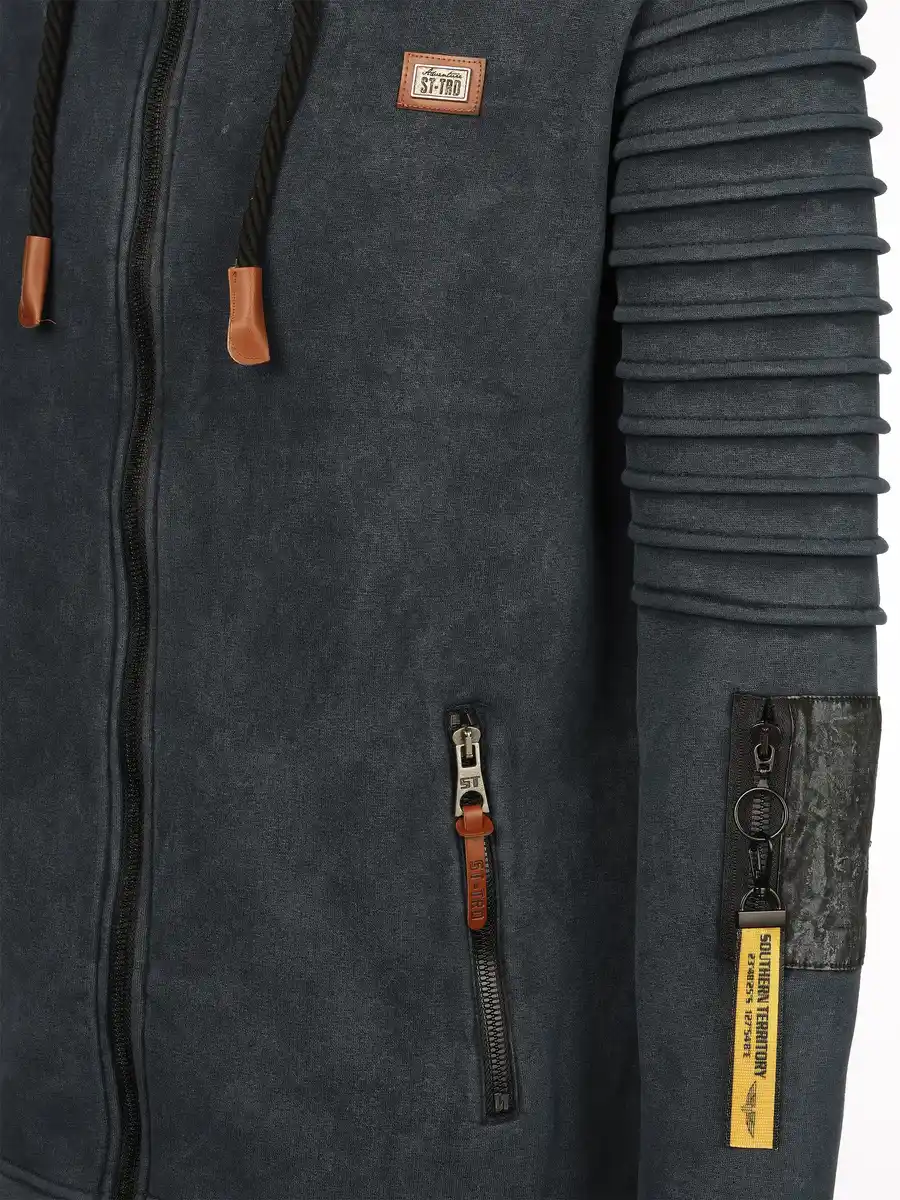 Bild 3 von Herren Bikersweatjacke mit Kapuze Marine