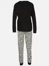 Bild 2 von Damen Pyjama mit gemusterter Hose Schwarz