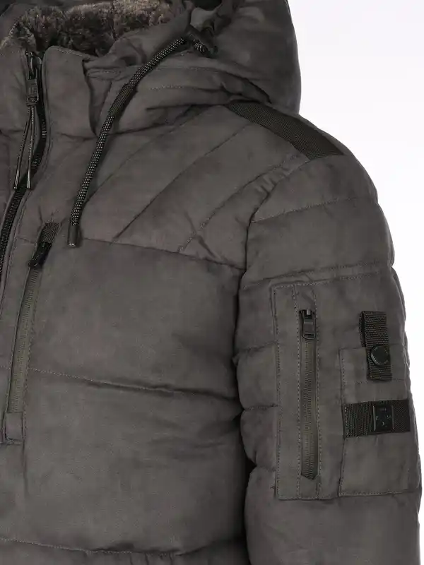 Bild 4 von Herren Velour Steppjacke mit Kapuze Grau