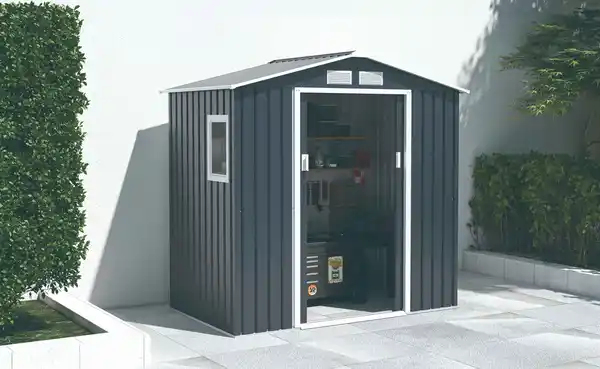 Bild 2 von Metallgerätehaus "HANNA", ca. 213 x 131 x 205 cm - Grau/Weiß