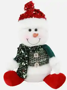 Deko Schneemann sitzend 16x21x24cm Weiß