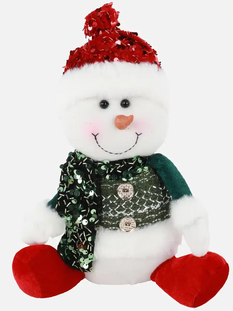 Bild 1 von Deko Schneemann sitzend 16x21x24cm Weiß