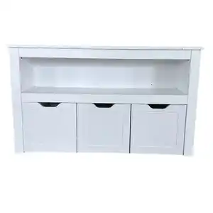 Regal mit drei Schubladen & offener Ablage,  Aufbewahrungsschrank, ca. 102 x 30 x 60 cm - Weiß