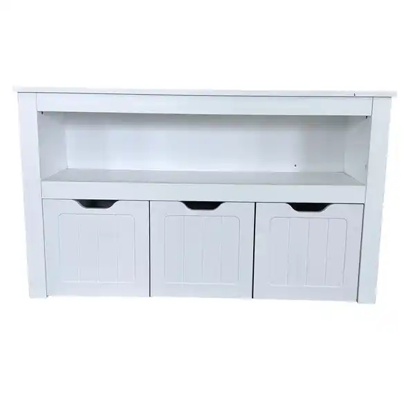 Bild 1 von Regal mit drei Schubladen & offener Ablage,  Aufbewahrungsschrank, ca. 102 x 30 x 60 cm - Weiß