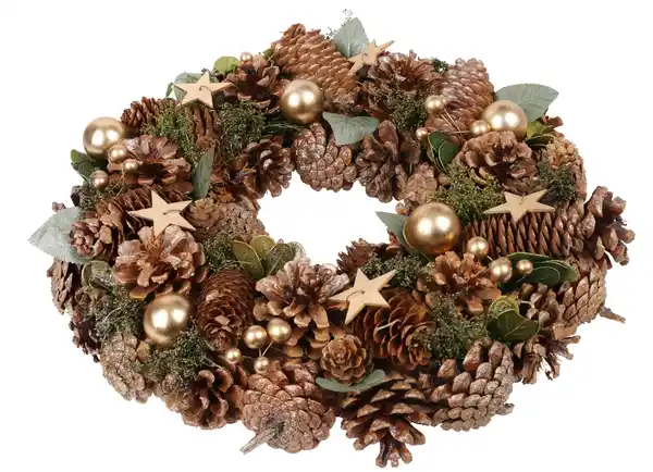 Bild 1 von Kranz mit goldenen Kugeln und Zapfen