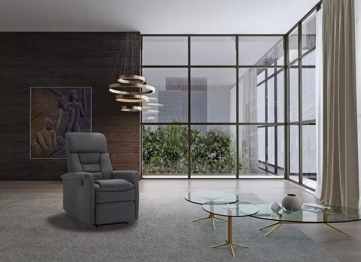 Bild 3 von TV Relaxsessel mit Liegefunktion Stoffbezug, ca. 73 x 85,5 x 104 cm - Grau