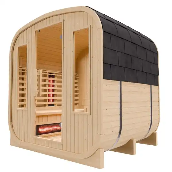 Bild 2 von Cube Infrarot-Fasssauna RICHMOND – Hybrid-Technologie, Infrarot, inkl. Harvia 6KW Ofen