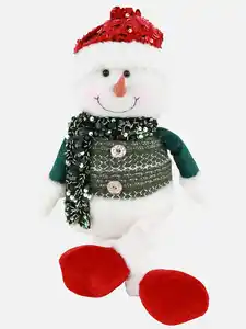 Schneemann mit Hängebeinchen 21x12x51cm Weiß
