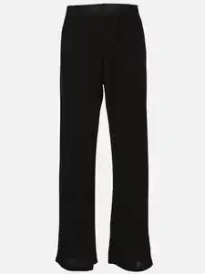 Damen Lurex-Hose mit weitem Bein Schwarz