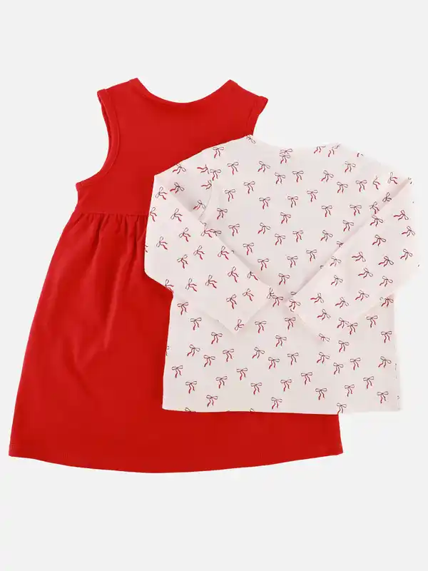 Bild 2 von Baby Mädchen 2er Set bestehend aus Shirt und Trägerrock Rot