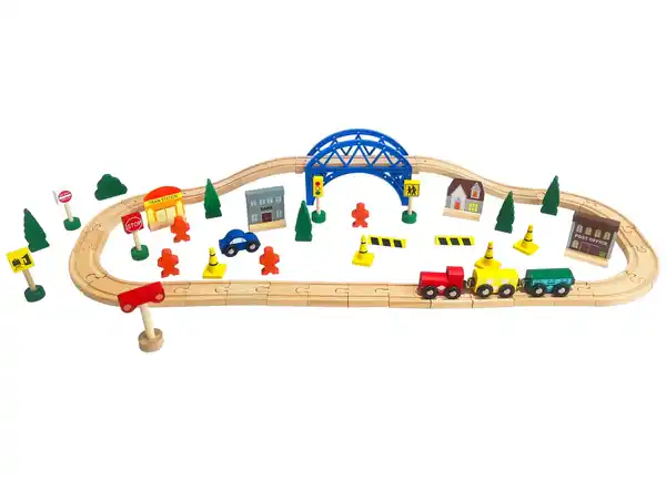 Bild 1 von Großes Holzeisenbahn-Set 60-teilig