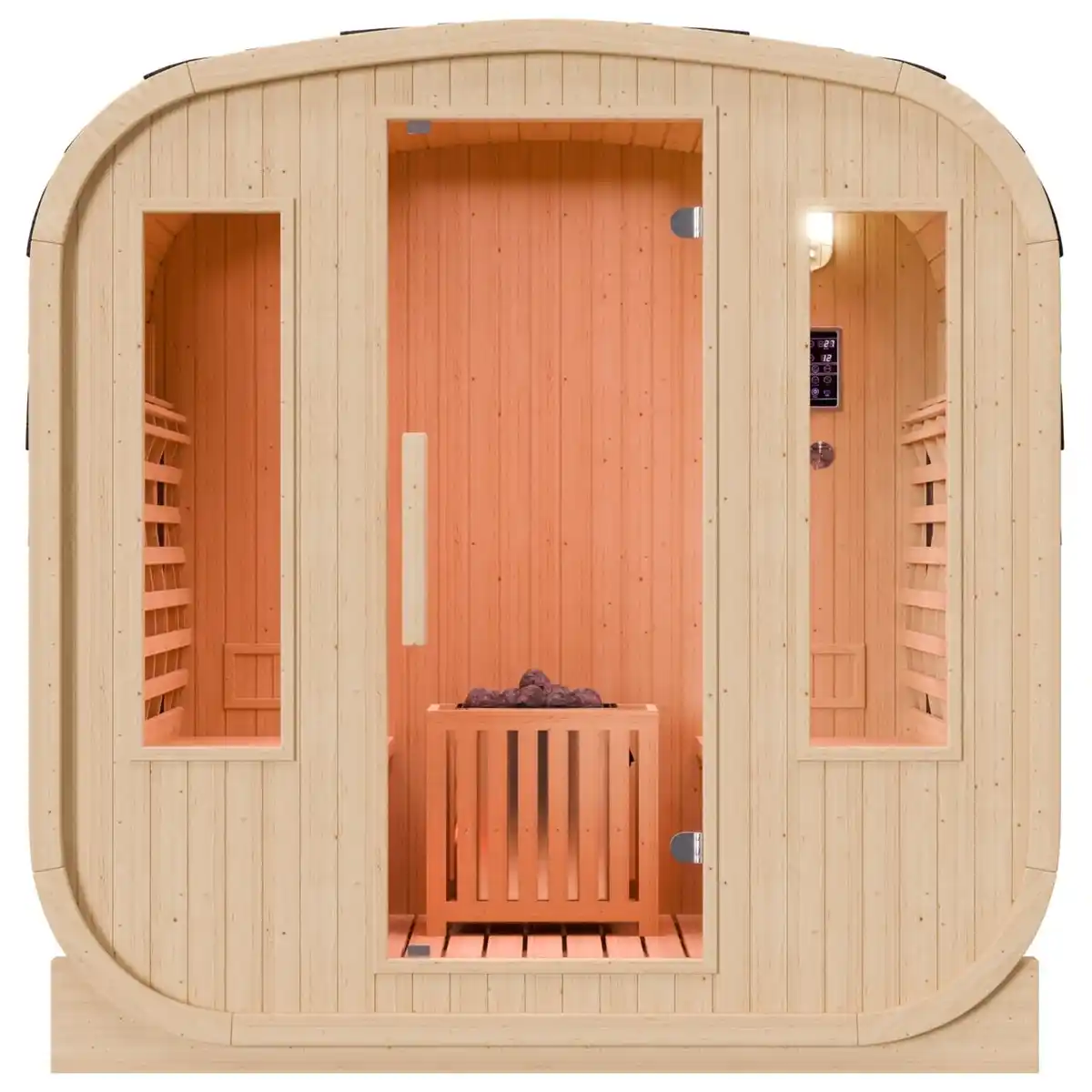 Bild 4 von Cube Infrarot-Fasssauna RICHMOND – Hybrid-Technologie, Infrarot, inkl. Harvia 6KW Ofen
