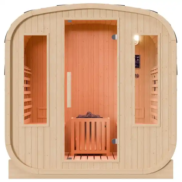 Bild 4 von Cube Infrarot-Fasssauna RICHMOND – Hybrid-Technologie, Infrarot, inkl. Harvia 6KW Ofen