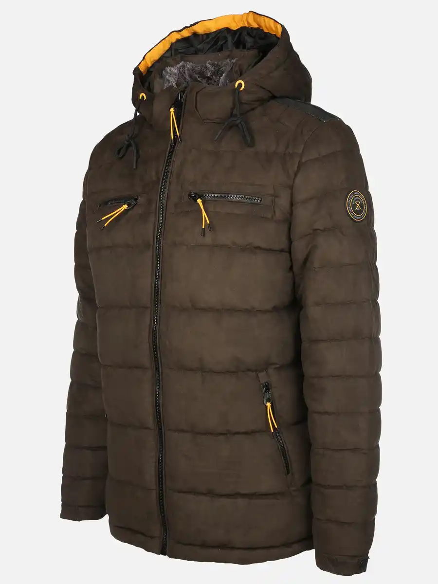 Bild 3 von Herren Velour Steppjacke mit Kapuze Braun