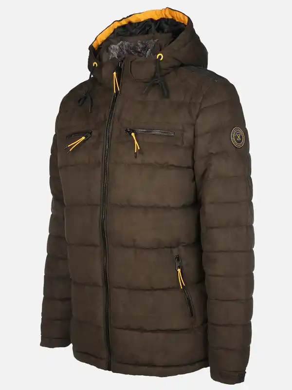 Bild 3 von Herren Velour Steppjacke mit Kapuze Braun