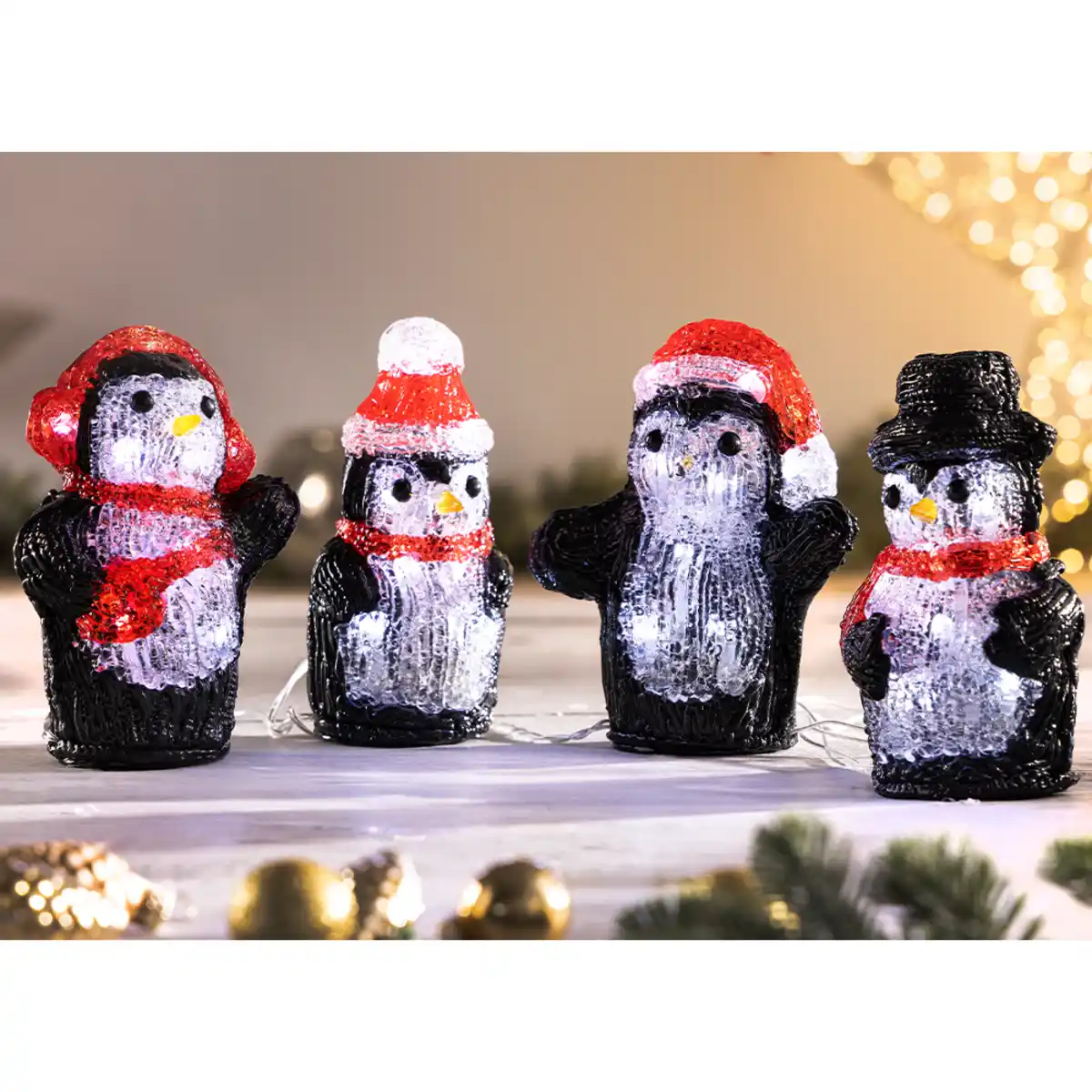 Bild 2 von LED-Acryl-Mini-Figur 4er-Set - Pinguin