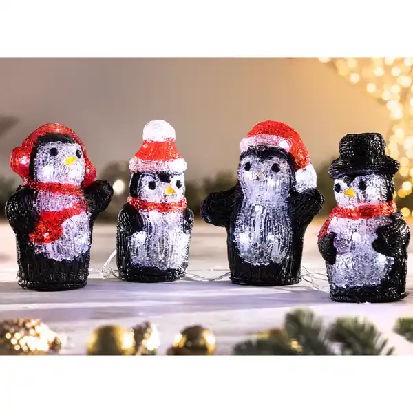 Bild 2 von LED-Acryl-Mini-Figur 4er-Set - Pinguin