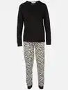 Bild 1 von Damen Pyjama mit gemusterter Hose Schwarz