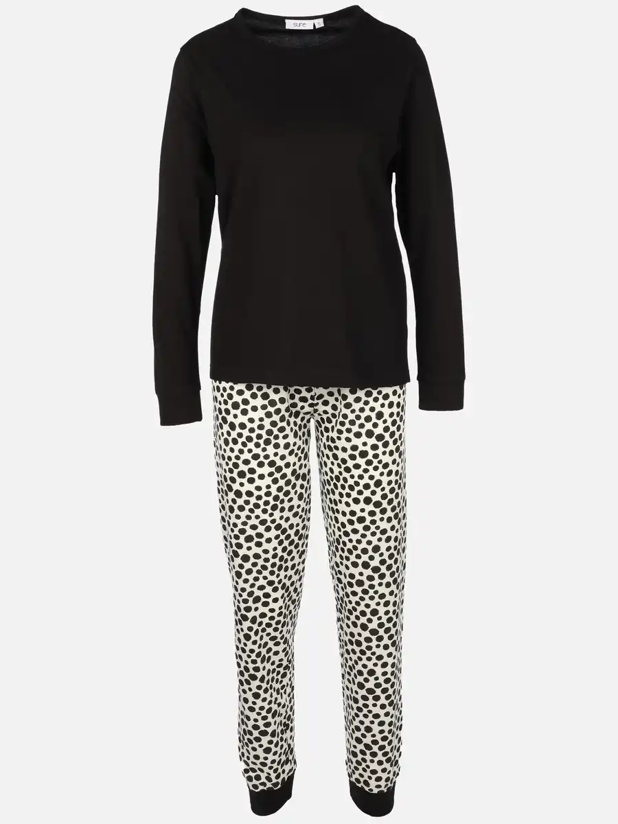 Bild 1 von Damen Pyjama mit gemusterter Hose Schwarz