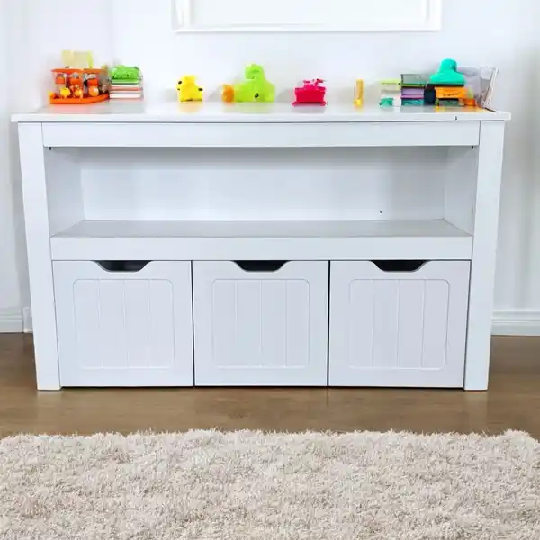 Bild 3 von Regal mit drei Schubladen & offener Ablage,  Aufbewahrungsschrank, ca. 102 x 30 x 60 cm - Weiß