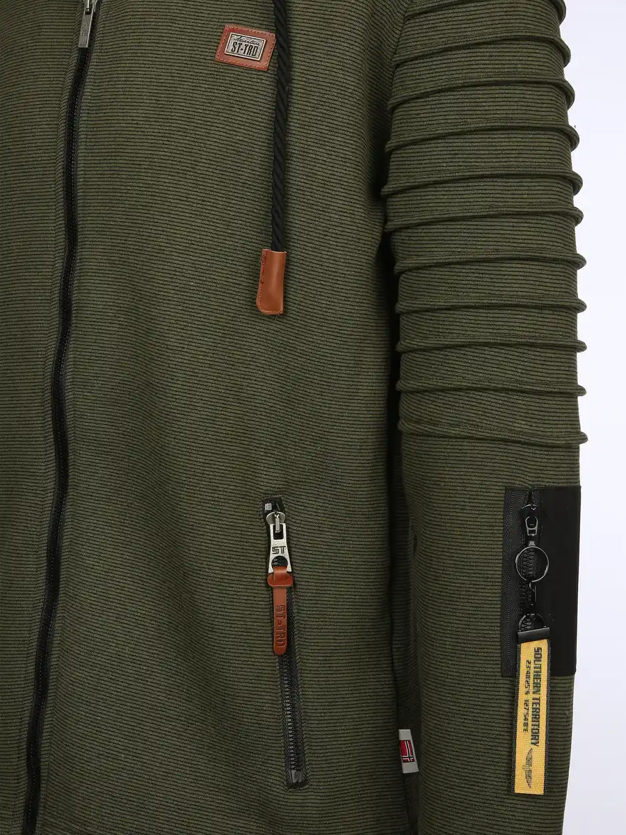 Bild 3 von Herren Bikersweatjacke mit Kapuze Oliv