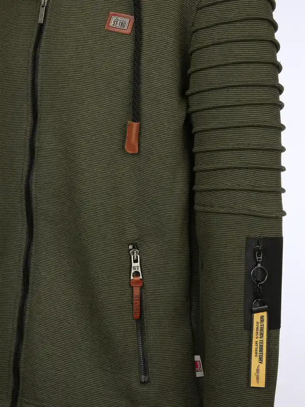 Bild 3 von Herren Bikersweatjacke mit Kapuze Oliv