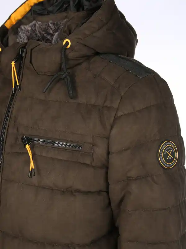 Bild 4 von Herren Velour Steppjacke mit Kapuze Braun