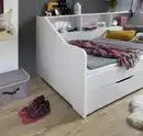 Bild 3 von Funktionsbett RENE von 90 auf 180 x 200 cm ausziehbar, mit 2 Schublade & Regal, weiß