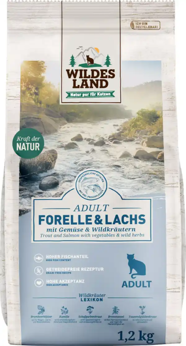 Bild 1 von Wildes Land Katzentrockenfutter Forelle Lachs, 1,2 kg