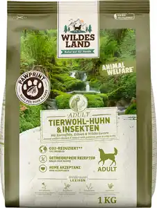 Wildes Land Hundefutter Tierwohl Huhn & Insekten, 1.000 g