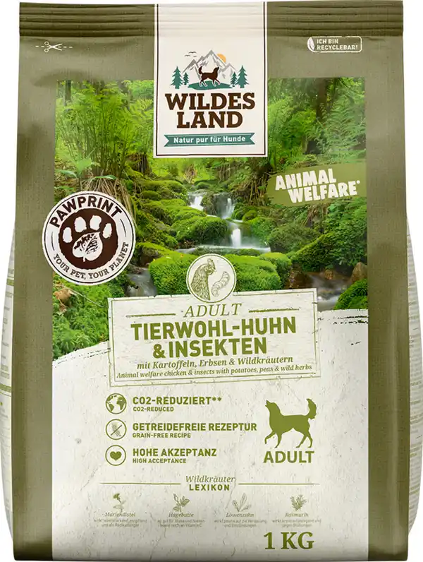 Bild 1 von Wildes Land Hundefutter Tierwohl Huhn & Insekten, 1.000 g