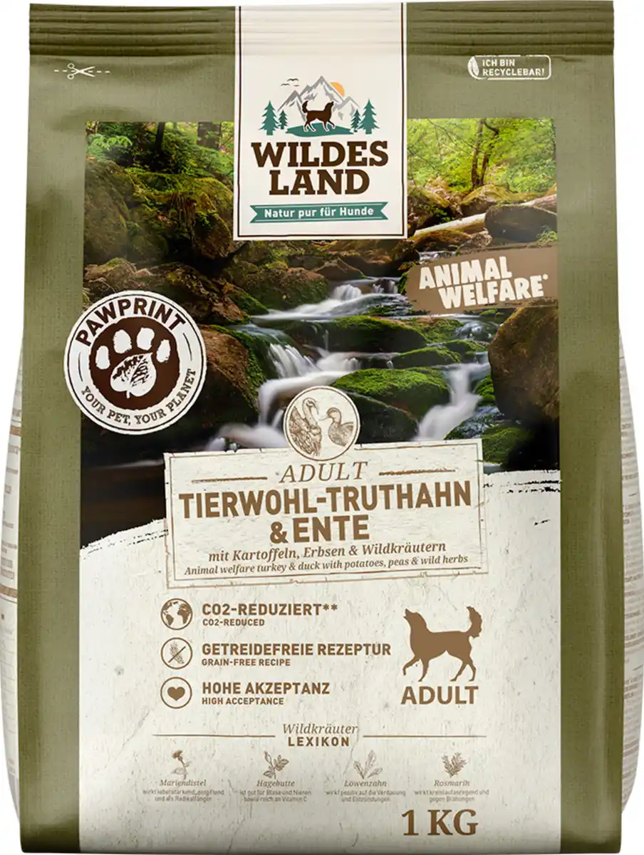 Bild 1 von Wildes Land Hundefutter Tierwohl Truthahn & Ente, 1.000 g