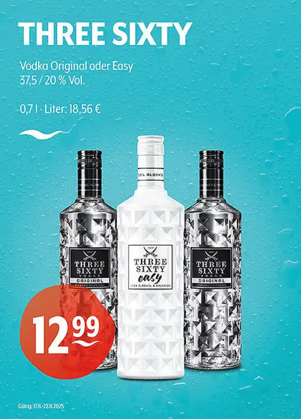 Bild 1 von THREE SIXTY Vodka Original oder Easy 37,5/20 % Vol.
