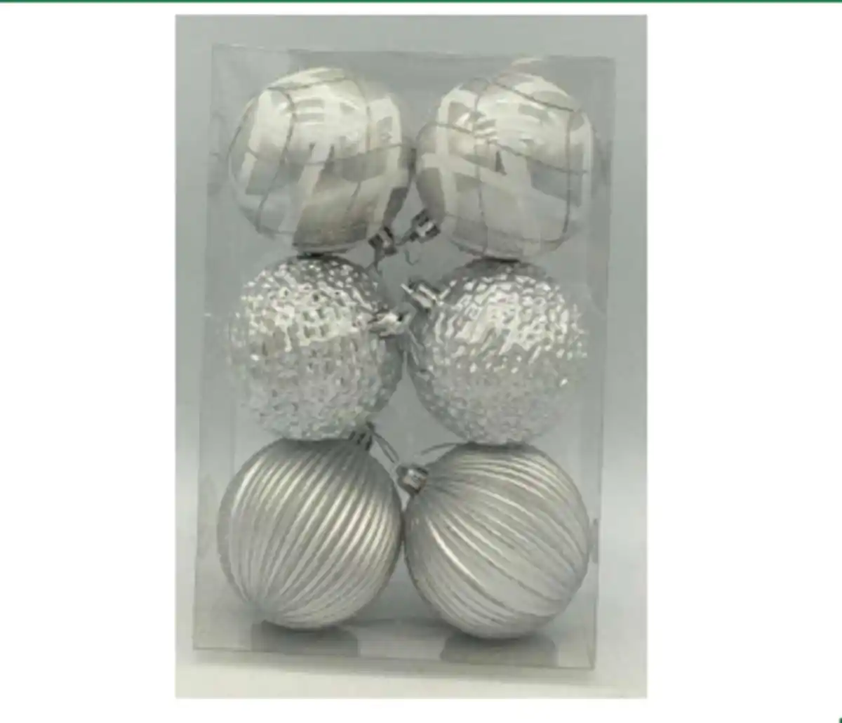 Bild 1 von Christbaumkugeln Luxus 6erPack silber 8cm o.G