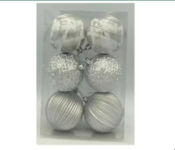 Bild 1 von Christbaumkugeln Luxus 6erPack silber 8cm o.G