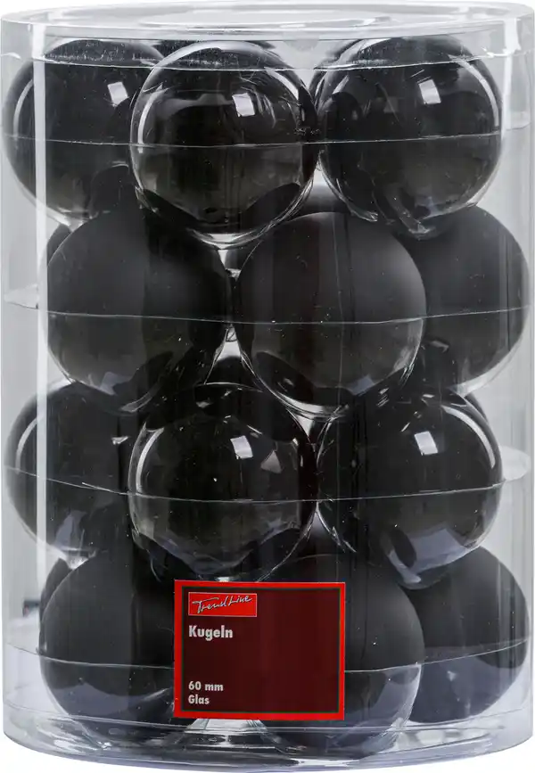 Bild 1 von TrendLine Weihnachtskugeln aus Glas Ø 6,0 cm schwarz 20 Stück