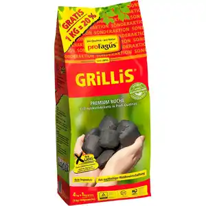 Grill-Briketts, 4 kg + 1 kg Gratis