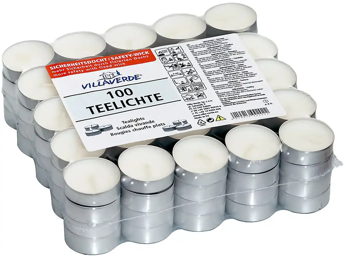 Bild 1 von Villa Verde Teelichter Ø 3,4 x 1,4 cm weiß 100er Pack
