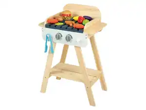 Playtive Holz Spielzeug-Grill für draußen, 14-teilig