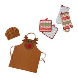 CROFTON Schürze / Küchenset / Topflappen-Ofenhandschuh-Set