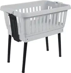 Tontarelli Wäschekorb mit ausklappbaren Beinen Amico 50 L hellgrau