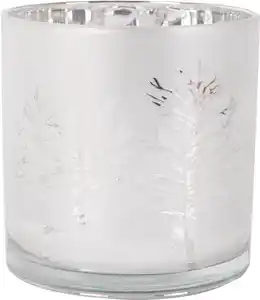 Windlicht Baum Glas Ø 15 x 15 cm silber weiß