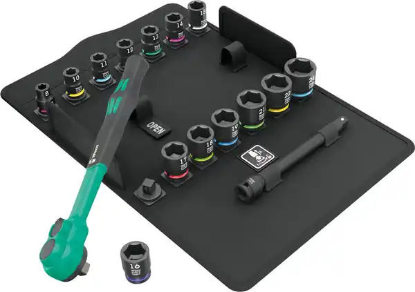 Bild 1 von Wera Knarrensatz 8100 SB 12 Zyklop Comfort Umschalthebel 3/8" 16-teilig