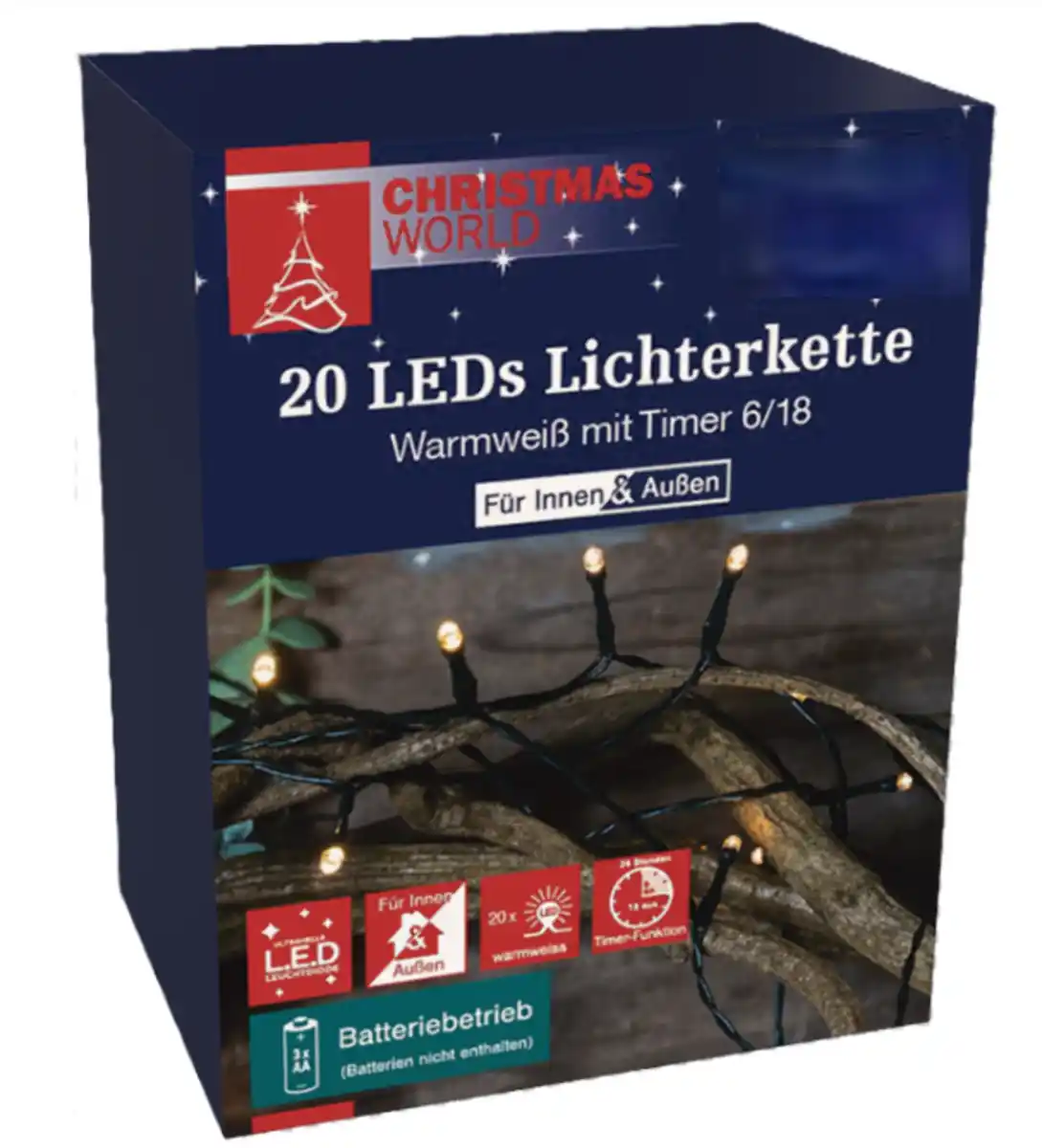 Bild 1 von Lichterkette 20 LEDs ww Timer 3xAA