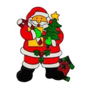 Weihnachtliche Fensteraufkleber Weihnachtsmann mit Baum