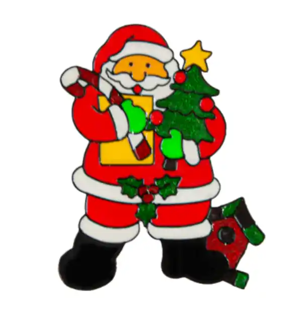 Bild 1 von Weihnachtliche Fensteraufkleber Weihnachtsmann mit Baum